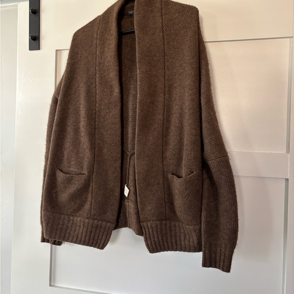 Vince Yak Wool Cocoon Cardigan Sweater | Brown | Medium - Picture 2 of 4